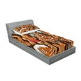 thumbnail image 2 of Ambesonne Gingerbread Man Fitted Sheet & Pillow Sham Set, Cookies Snow, Twin, Umber Pale Brown White, 2 of 2