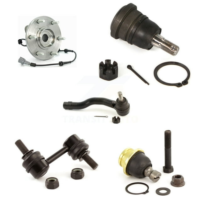 Transit Auto Front Left (Driver Side) Hub Bearing Assembly Suspension Upper Lower Ball Joint Outer Tie Rod End & Sway Bar Stabilizer Link Kit (5Pc) for Car Nissan TITAN Armada INFINITI QX56 K7T-106777