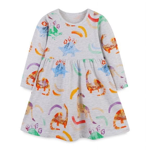 Yidarton 2022 European and American style children's dress Knitted cotton round neck cartoon long sleeve girl princess dress lovely fashion children's dress 7T