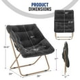 thumbnail image 2 of OSM Square Saucer Chair for Adults, Oversized Folding Cozy Lazy Chair with Metal Frame for Bedroom, Living Room, Dorm Room, Apartment (Black, Set of 2), 2 of 9