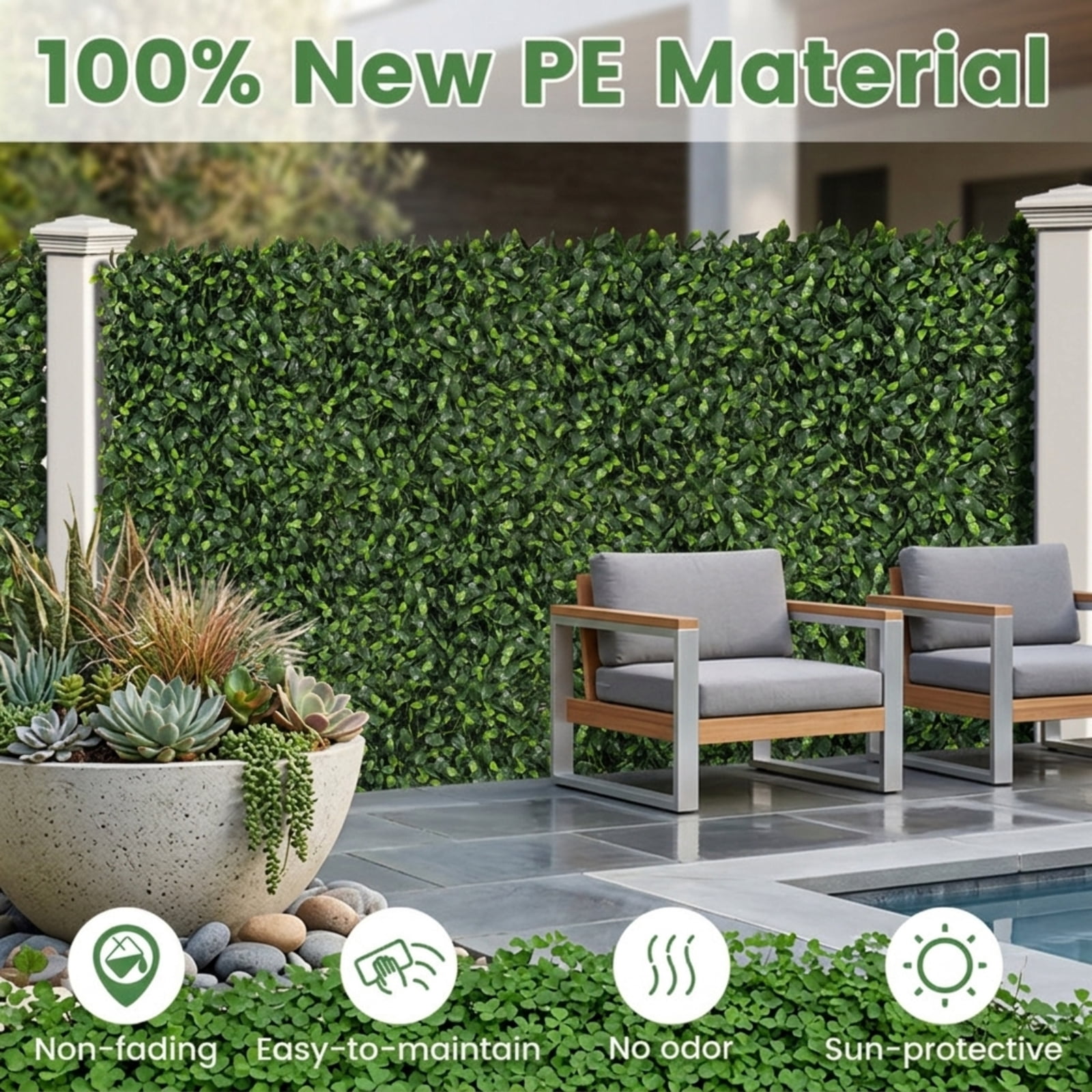 Vebreda Artificial Plant Decor, 12 Pieces 20 x 20 Inch Artificial Topiary Gardenia Shrub Grass Panels, Lush and Realistic Appearance