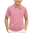 thumbnail image 2 of Boys Polo Shirt Short Sleeve Button up Collared Shirts Athletic Golf Youth Teen Boy School Uniform Kids Clothes 2026,Watermelon Red 160, 2 of 4