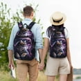 thumbnail image 4 of Rateoe Purple Moon Cat Pattern Durable Canvas Backpack for Men & Women – Stylish & Lightweight – Adjustable Straps, Multiple Pockets – Fits 15-17 Inch LaptopsSmall, 4 of 5