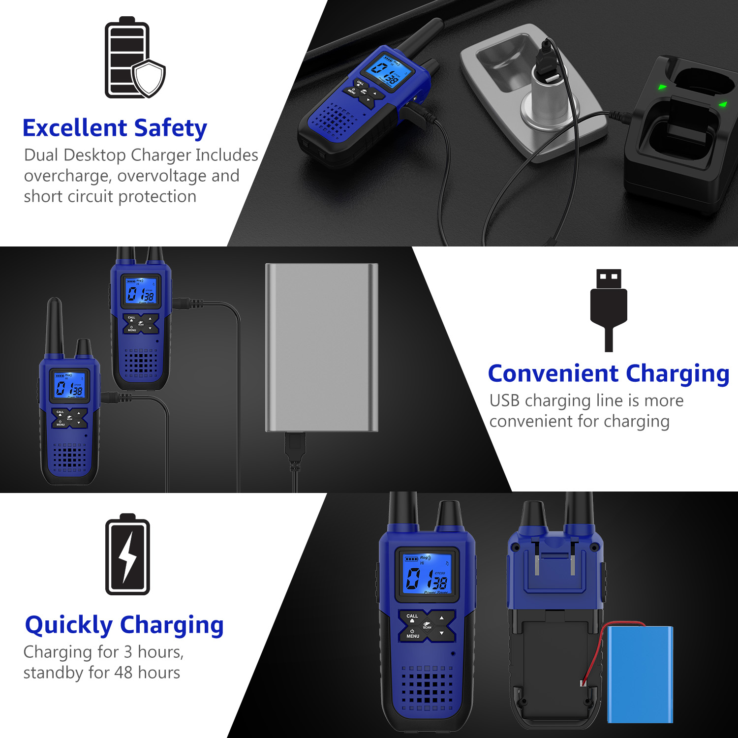 WisHouse K10 Walkie Talkies, 2 Pack Blue photo 5