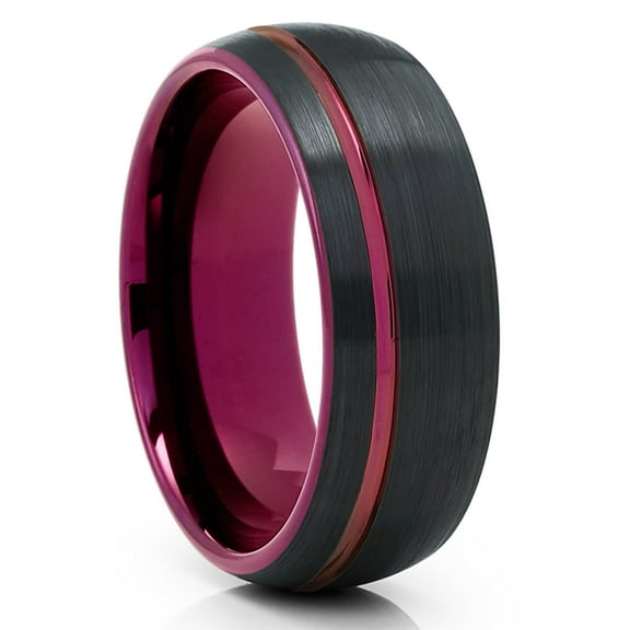 6mm Black Tungsten Ring,Purple Wedding Ring,Tungsten Carbide Ring,Purple Wedding Band,Black Ring