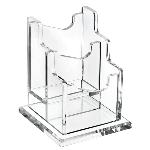 Uxcell Business Card Holder Acrylic Vertical 2 Slots Desktop Card Display Stand Clear