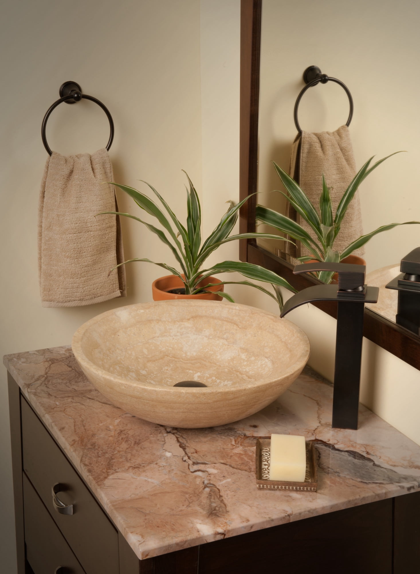 Miseno MNO-TB-PC Circular 17" Stone Vessel Bathroom Sink; Polished Chrome Drain