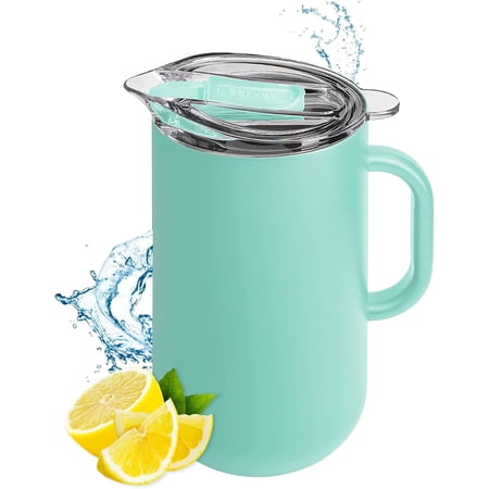 Served Premium Insulated Pitcher (2L/66oz) - Double Walled, Copper Lined Stainless Steel Pitcher with Lid - Vacuum Insulated Carafe for Hot Coffee, Tea, Iced Drinks, Water, Cocktails, and More
