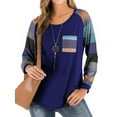 thumbnail image 4 of Women Round Neck Long Sleeves Color Block Tunic Shirt, 4 of 8