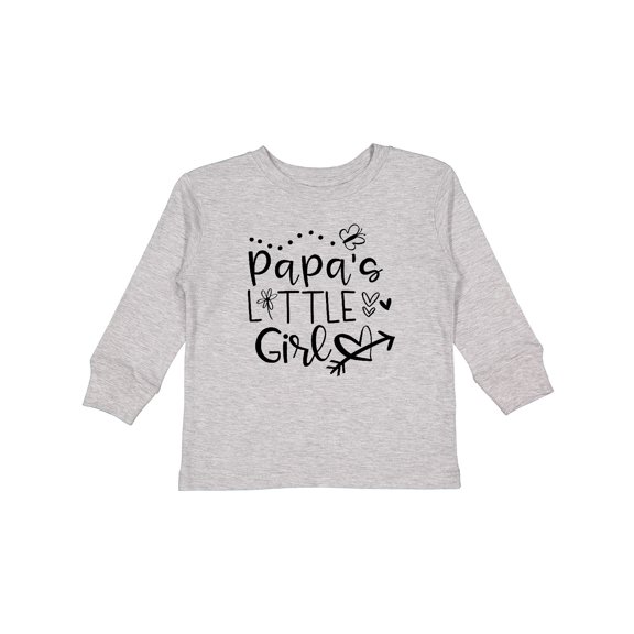 Inktastic Papa's Little Girl with Hearts Flower and Butterfly Girls Long Sleeve Toddler T-Shirt