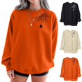 thumbnail image 2 of QINGFSAP Womens Halloween Sweatshirt Crewneck Long Sleeve Pullover Top Patched Pocket Rolled Cuff Graphic Print Sweatshirt, 2 of 3