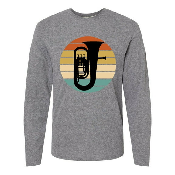 Inktastic Tuba Music Retro Sunset Silhouette Long Sleeve T-Shirt