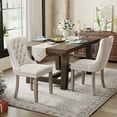 thumbnail image 3 of Paproos Dining Chairs Set of 2, Upholstered High-End Tufted Dining Room Chair with Back Ring and Nailhead Trim, Modern Velvet Kitchen Chairs with Solid Wood Legs for Kitchen, Home, Beige, 3 of 13