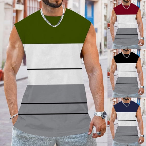 Men's Tank Tops Cotton Breathable Quick Dry Moisture-Wicking Workout Tank Top Gym Muscle Tee Sleeveless Big and Tall Fashion Casual Summer Beach T Shirts