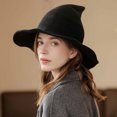 thumbnail image 3 of SAWOBUUN Cotton Yarn Witch Hat for Kids & Adults Soft Knitted Pointed Wizard Hat Foldable Halloween Accessory, 3 of 7