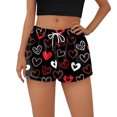 thumbnail image 4 of Womens Pajama Shorts Heart Print Flannel Bottoms Drawstring Waist Lounge Casual Comfy Spring Sleep Shorts M Polyester, 4 of 4