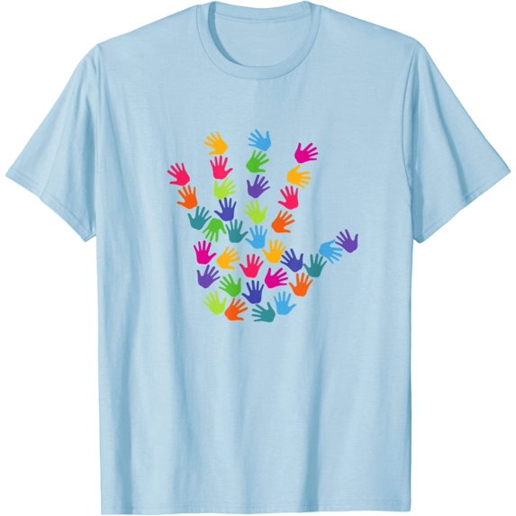 Colorful Human Hands Palms Showing Waving Hands Help Hand T-Shirt