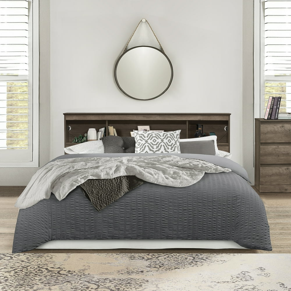 Carriage Hill Low Profile Bookcase Full/ Queen Headboard with 2 USB