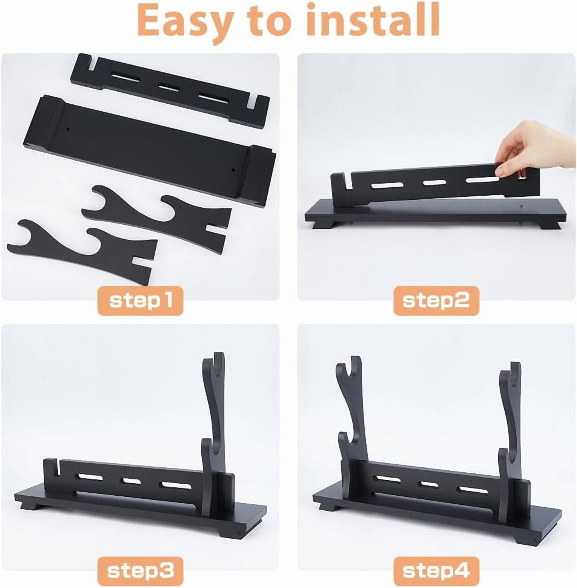 2-Tier Stand Katana Stand 39.1x8.9x24.5cm Wooden Katana Holder Black Swords Display Holder Wood Swords Racks for Home Decor Collectors Men Husband GiftBlack
