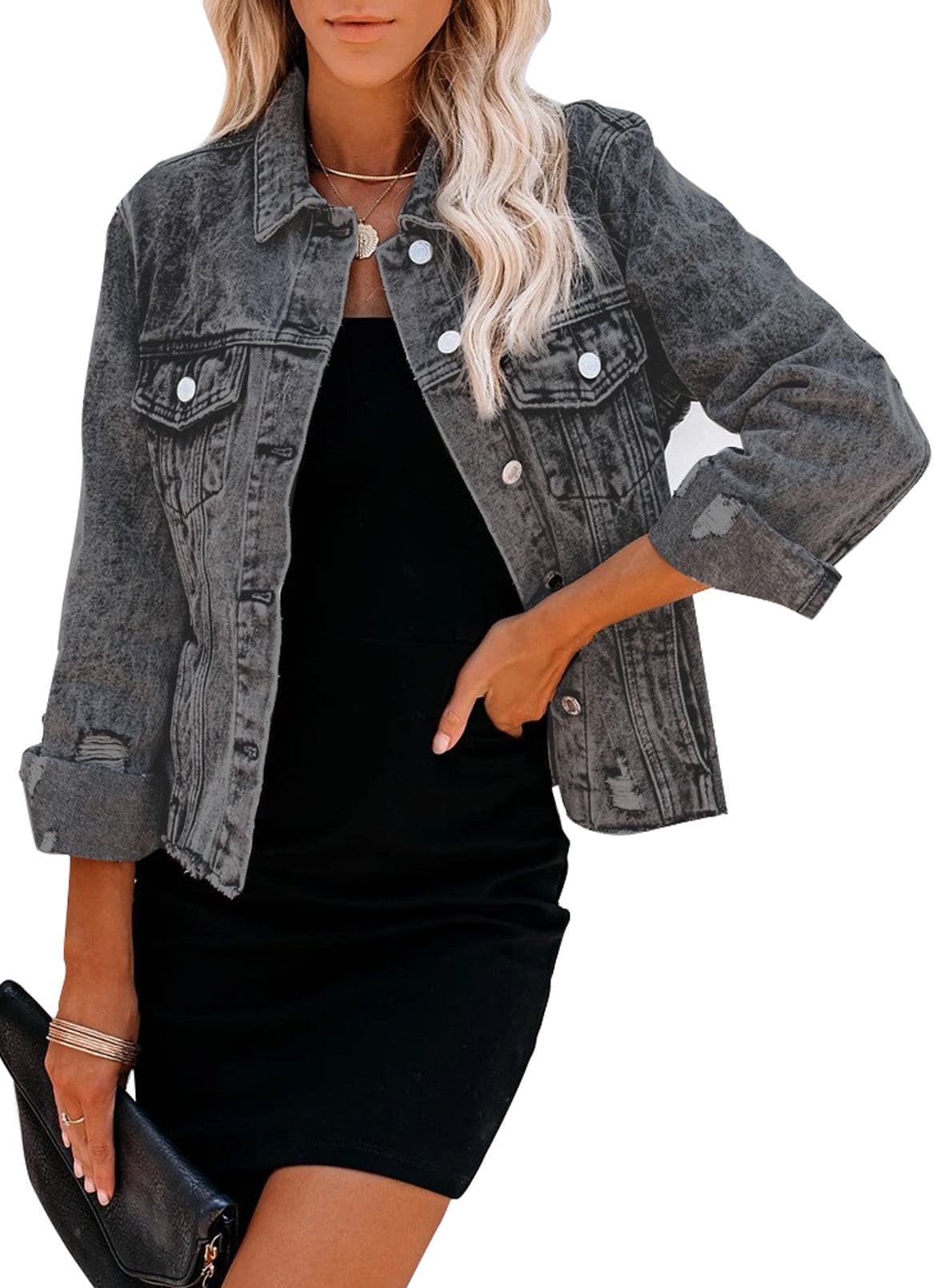 Sidefeel Women Fashion Distressed Denim 