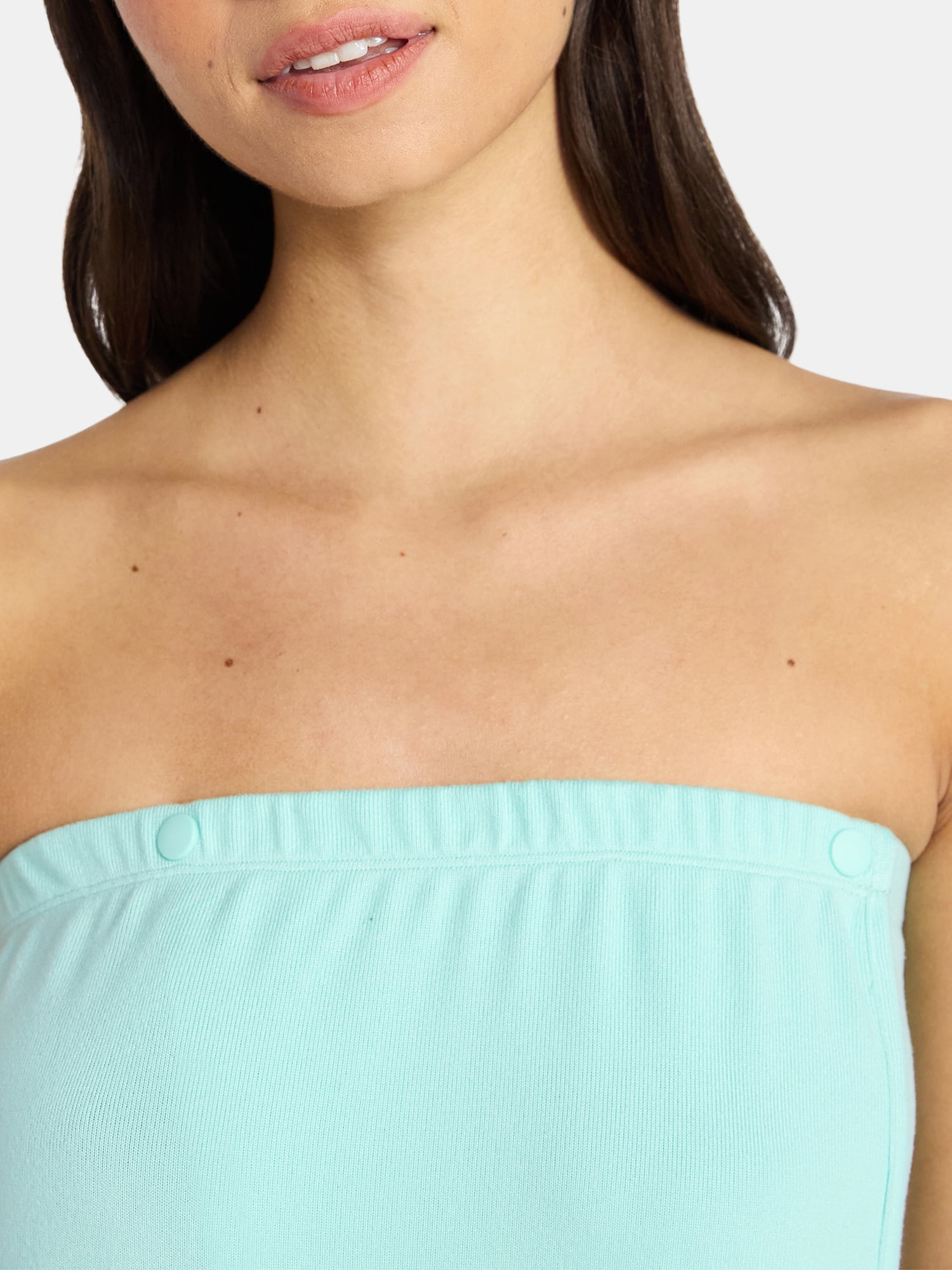 Lissome Women's Ultra Soft Stretch Knit Strapless Snap Closure Bath Wrap, Sizes S-3X