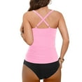thumbnail image 5 of Tankini Swimsuits for Women,Women's High Waisted Bikini Push Up Top Two Piece Swimsuit Ruffle Detail Adjustable Side Ties High Cut Leg Retro Swimwear for Resort Wear,Popular Swimsuits,Pink,2XL, 5 of 6