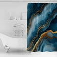 thumbnail image 2 of Abstract Marble Shower Curtain Set ，Waterproof Fabric Shower Curtains Dark Blue Gradient Gold Crack Texture Art Shower Curtains for Bathroom,Bathroom Decor 72"x84", 2 of 6