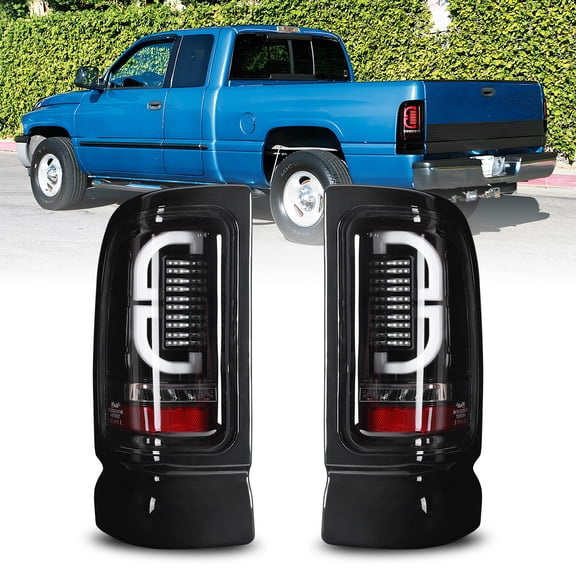 LED Tail Lights For 1994-2001 Dodge Ram 1500 Pickup;1994-2002 Dodge Ram 2500/3500 Pickup;1995-2002 Dodge Ram 4000 Pickup- Black Clear Brake Lamps