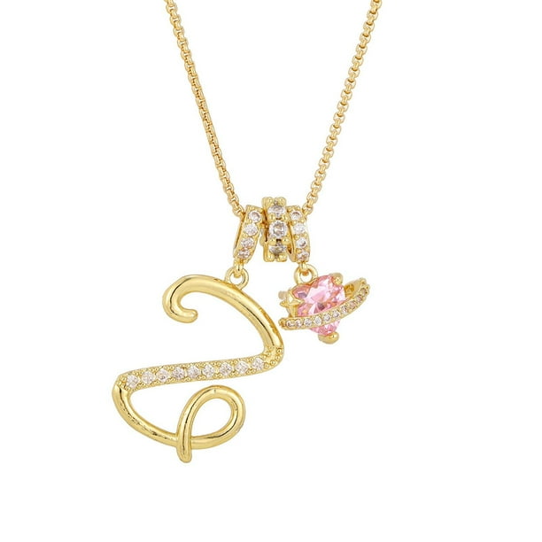 Collares colgantes con letras iniciales de 3 capas de oro un collar
