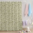thumbnail image 2 of Shower Curtain Green Floral Silhouette Shower Curtains for Bathroom Decor, Waterproof Polyester Shower Curtain Set with Hooks, Small Stall Size 36" x 72" Vintage Spring Flower, 2 of 9