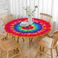 thumbnail image 3 of Rainbow Tie Dye Mandala Pattern Round Fitted Tablecloth with Elastic Edge,Dining Table Cover Waterproof,Outdoor Round Tablecloth for Camping,Dining,Indoor and Outdoor, 3 of 7
