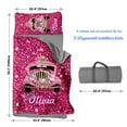 thumbnail image 6 of Kainsy Personalized Toddler Nap Mat for Daycare - Custom Name Kids Nap Mats for Preschool Kindergarten Girls Sleeping Bag with Pillow Blanket Set, Thick Padded Easy Roll Up Hot Pink Car, 6 of 9