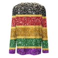 thumbnail image 5 of Aloohaidyvio Mardi Gras Shirts,Womens Mardi Gras Loose Long Sleeve Blouse Mask Glitter Print Crew Neck Party T-Shirt, Mardi Gras Clothing, 5 of 5