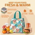 thumbnail image 5 of Pioneer Flower Floral Print Pattern Insulated Lunch Bag for Women & Adults,Large Portable Soft Cooler Lunch Bag,Thermal Food Storage Tote with Pearl Cotton,8.66L,8.75x5.75x9.5 Inch, 5 of 6