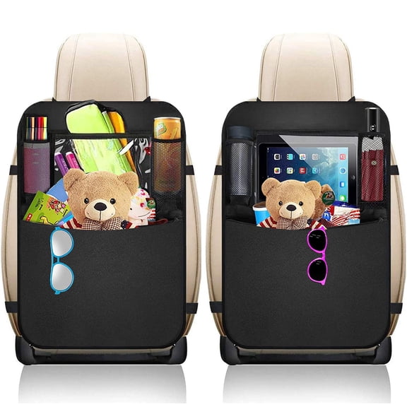 BLYPHOO Premium Backseat Organizer for Kids 2 Pack, Heavy Duty Waterproof and Stain Resistant Kick Mats Back Seat Protector, Durable Backseat Car Organizer with Tablet Holder Storage