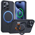 thumbnail image 1 of Funda FlyReal para iPhone 15 Pro Max de fibra de carbono con soporte 360° de 6,7", 1 of 9