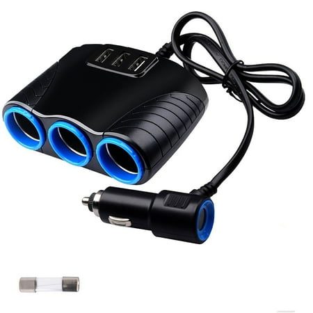 Eeekit Automotive 3 Socket Car Multi Cigarette Lighter Eeekit Automotive 3 Socket Car Multi Cigarette Lighter Splitter With Usb Charger Adapter