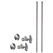 Westbrass 5/8" x 3/8" OD x 20" Bullnose Faucet Supply Kit with Cross Handle Angle Valve, Satin Nickel
