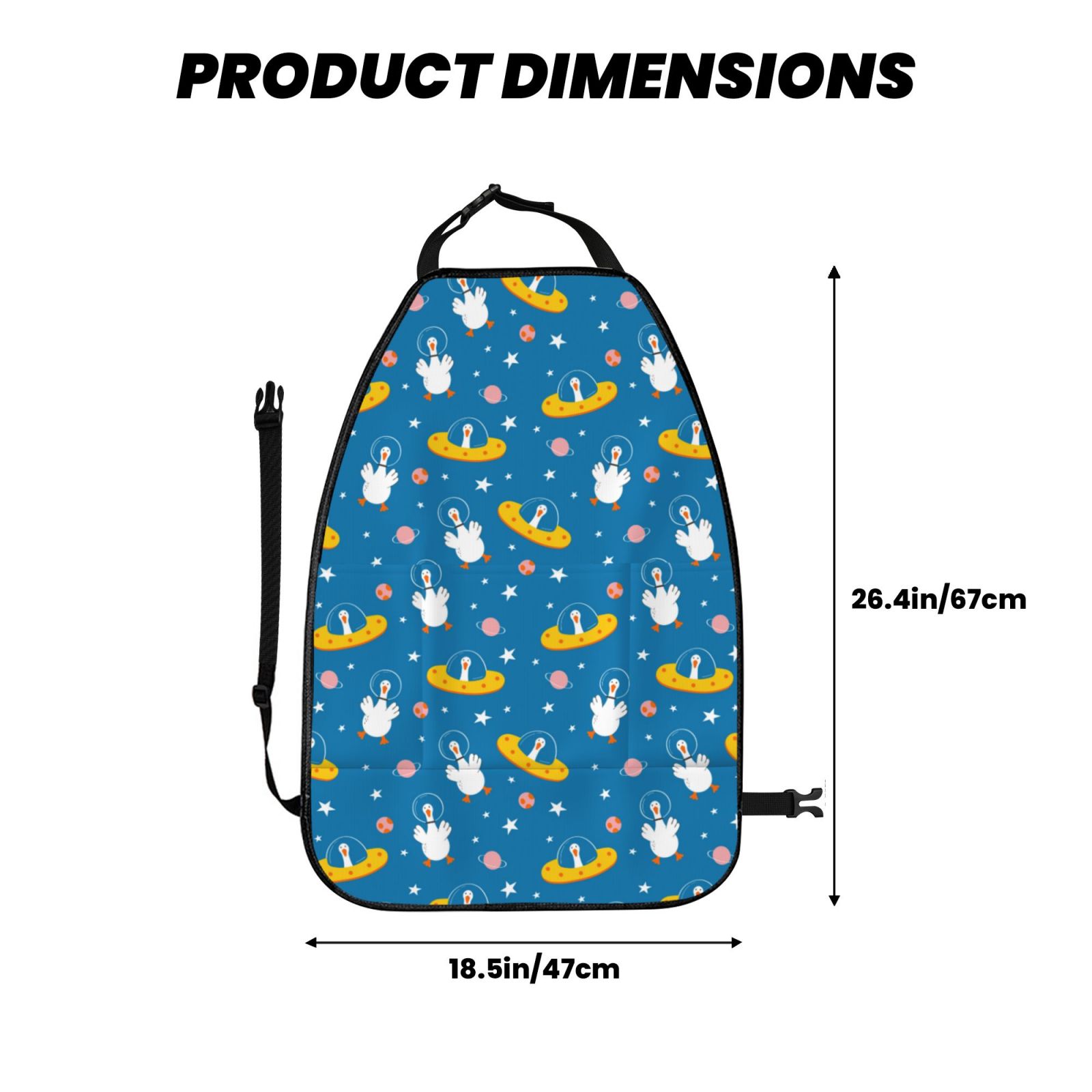 Kdxio Cartoon Goose Print 2 Pack Car Kick Mat Seat Cover Back Protector Mat with Pockets for Organizer Backseat Protector and Storage Anti Kick Pad for Vehicles