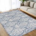 thumbnail image 4 of 6x9 Area Rugs, Blue Boho Non-Skid Rubber Backing Large Rectangle Rugs - Living Room Bedroom Home Office, Vintage Mexican Ethnic Floral Southwestern Indoor Floor Mat Carpets Washable Rug, 4 of 9