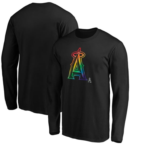 Men's Black Los Angeles Angels Team Pride Logo Long Sleeve T-Shirt