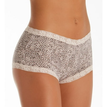 Women s Maidenform 40760 Classics Microfiber and Lace Boyshort Panty (ClassicLeopardSandshel 6)