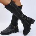 thumbnail image 2 of WAVSUF Women's Mid Calf Boots Wide Width Side Zip Round Toe Winter Daily Trendy Boots Black 5.5, 2 of 9