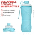 thumbnail image 4 of 2Pcs Collapsible Silicone Travel Water Bottle 20oz (600ml) Reuseable Leakproof Foldable Sports Bottle with Carrying Strap Gray + Blue, 4 of 8