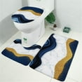thumbnail image 2 of Blue White Gold Marble Pattern Bathroom Rugs Sets 3 Piece,Toilet Cover Set,Absorbent Non Slip Bathroom Mats Sets with U-Shaped Contour Rug Toilet Rug Set, 2 of 5