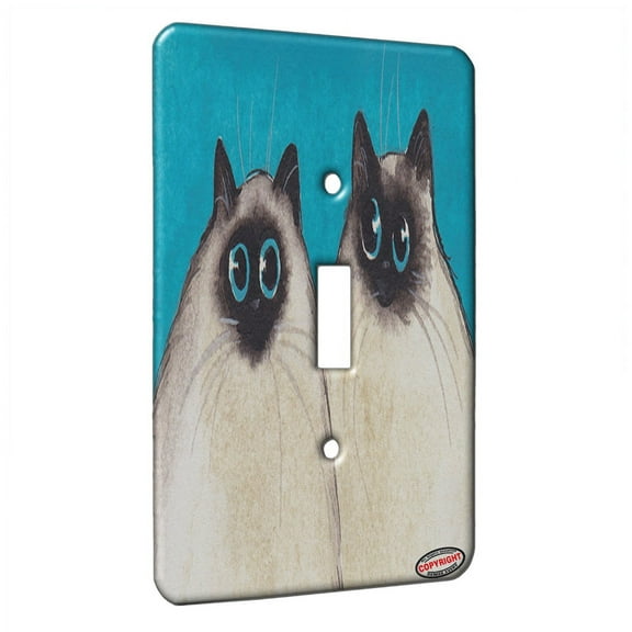 KuzmarK™ Single Gang Toggle Switch Wall Plate - Silly Himalayan Kitties Abstract Cat Art by Denise Every