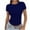 Navy, variant on lmcalzta Crop Tops for Women Summer Short Sleeve Slim Fitting Stretch Going out Tops Solid Color Tees