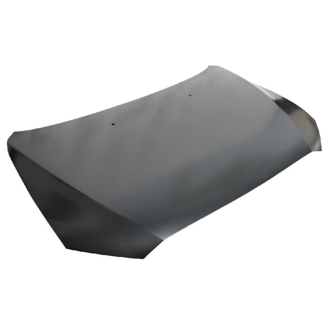 cofre mitsubishi lancer 2008 2009 2010 2011 2012 2013 2014 2015 2016 genérica cofre negro para capó Lancer 08-16; vista frontal en ángulo, pieza metálica curvada con dos orificios superiores para fijación y bordes moldeados, adecuado para lado conductor izquierdo y pasajero derecho; también suele usarse para reemplazo en proyectos de restauración de carrocería.