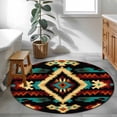 thumbnail image 4 of Boho Orange Teal Round Area Rug 4 FT, Non Slip Indoor Outdoor Rug, Vintage Geometric Southwestern Ethnic Washable Soft Circular Carpet Non-Shedding Floor Mat for Coffee Table Nursery Foyer Balcony, 4 of 9