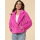 thumbnail image 2 of Chaqueta corta para mujer Allegra K con solapa de muesca y piel sintética esponjosa Rosa Caliente XS, 2 of 6
